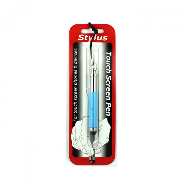Wholesale Mini Shrinkable Stylus Touch Pen with Earphone Dust Cap (Blue)